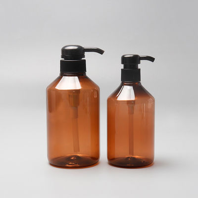 500ML Amber PET Empty Shampoo Bottle , Plastic Lotion Pump Bottle