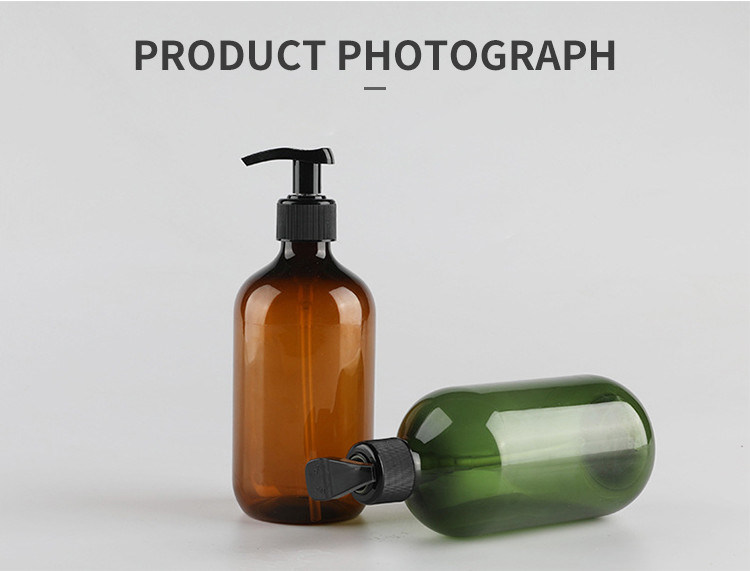 300ml Green PET Plastic Lotion Bottle With Push Pump Shampoo Bottle