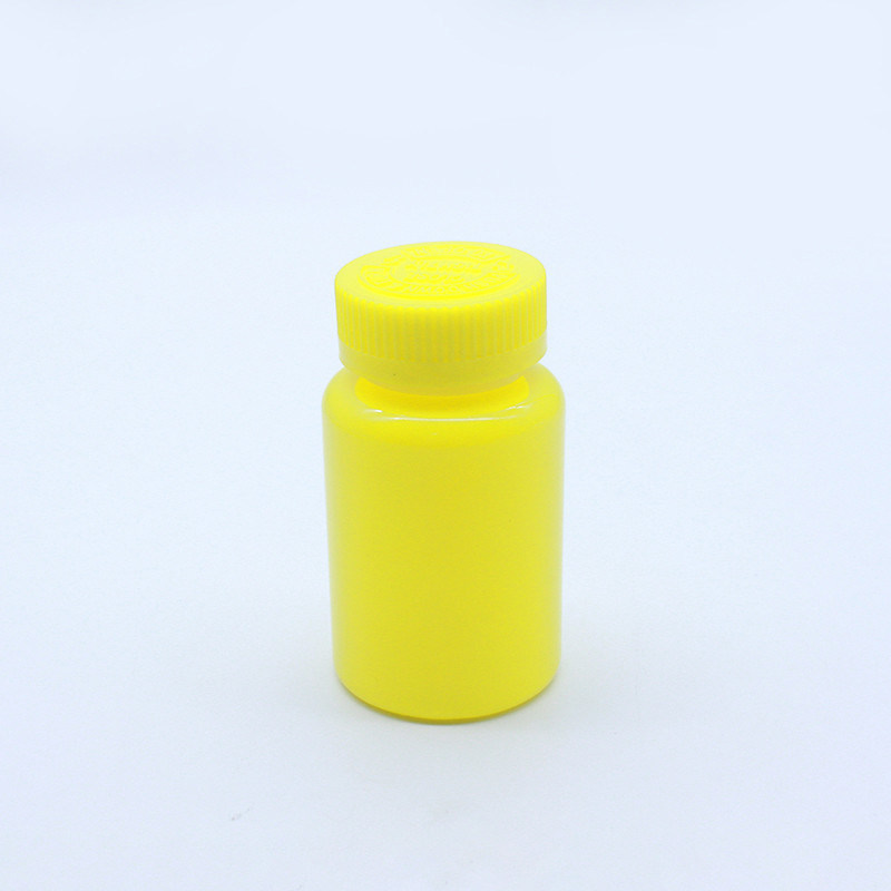 150ml PET Plastic Customized Yellow Vitamin Pill Bottle With Child Resistant Cap